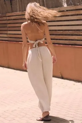 İkikız Çizgili Lyocell Pantolon