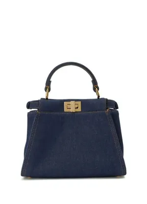 Fendi Peekaboo Mini Mavi Kadın Deri Çanta