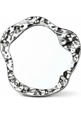 Str Store Ayn-19 Asimetrik Dalgalı Tasarımlı Masaüstü Makyaj Aynası, Parlak Gümüş Renk, 21X21.5 cm