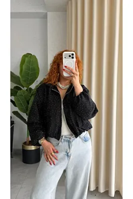 Bak'ap Premium Trend Parlak Taşlı Bomber Ceket