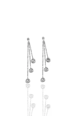 Söğütlü Silver Gümüş Rodyumlu Zirkon Taşlı Sallantılı Zincir Küpe Sgtl11918rodaj