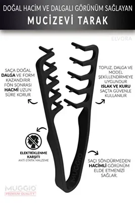 Muggio Mucizevi Tarak - Doğal Hacim ve Dalgalı Görünüm Saç Şekillendirme