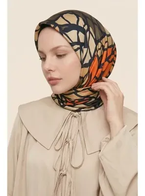 InStyle Mozaik Çiçek Desen Yavruağzı Soft Pamuk Eşarp