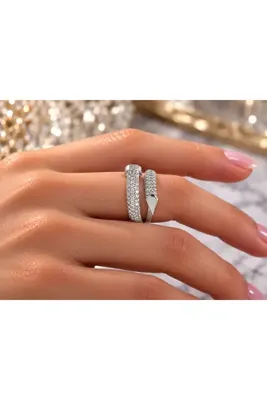 Genel Markalar Çelik Gümüş Renk Zirkon Taşlı Çivi Model Kadın Yüzük