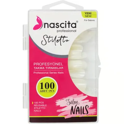 Nascita Stiletto Takma Tırnak Profesyonel Kalite 100 Adet Yeniden Kullanılabilir