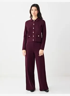 Jimmy Key Bordo Rahat Kesim Bol Paça Normal Bel Triko Pantolon