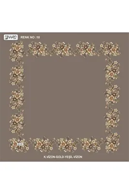 REYYAN Poşetli Yazma Düz Çiçekli 90'lık Oyalık Yemeni İç Tülbent Dağıtmalık 90x90 cm Ortası Boş Kenarları Çiçekli