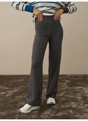 Xint Koyu Gri Doğal Yün Dokulu Regular Fit Pantolon