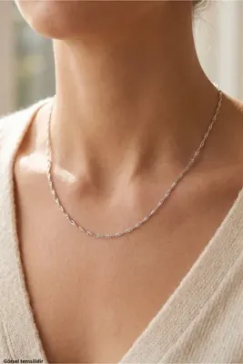 Zanaatsilver 925 Ayar Gümüş Orijinal Rodyum Kaplama Singapur Model Zincir