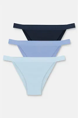 SUWEN 3'lü Pamuklu Lastikli Normal Bel Slip Külot