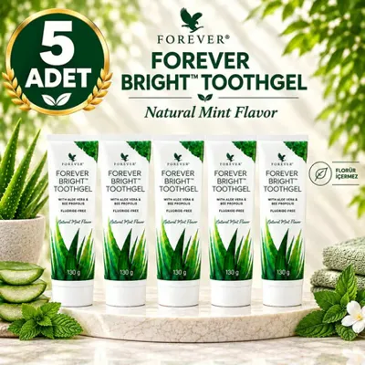 Forever Bright Toothgel Aloe Vera ve Propolis İçeren Diş Macunu (Florür İçermez) 5 x 130 g