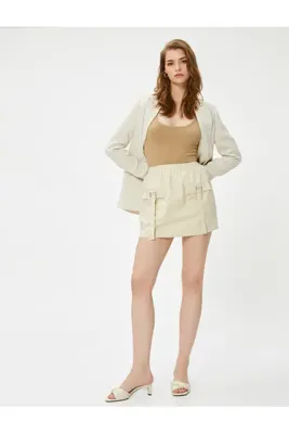 Koton Keten Mini Etek Kargo Cepli
