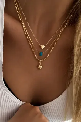 Trendy Butik Zarif Zincirli Üçlü Kolye Kombini
