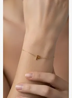 So Chic P Harfi 18 Ayar Sarı Altın Kaplama 18 Cm Gümüş Bileklik