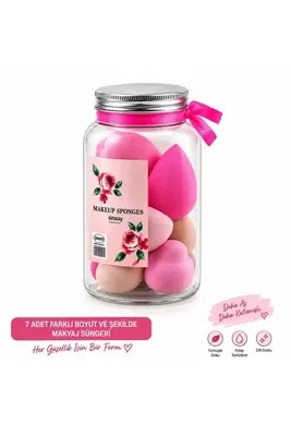 YUZEM 70 Adet Makyaj Sünger Seti Plastik Kova