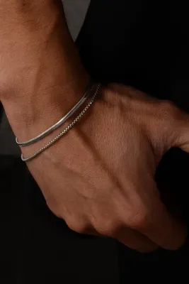 Ricco Jewellery 925 Ayar Gümüş Old Money İtalyan Balık Sırtı Bileklik