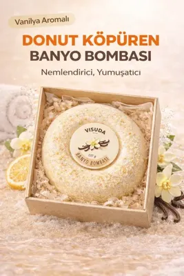 visuda kozmetik Vanilya Aromalı 120 Gr / Donut Köpüren Banyo Topu , Nem Bombası