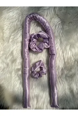 Elvinege Aksesuar Kadın Lila Rengi Isısız Saç Şekillendirici Saç Sosisi Saten Toka Seti