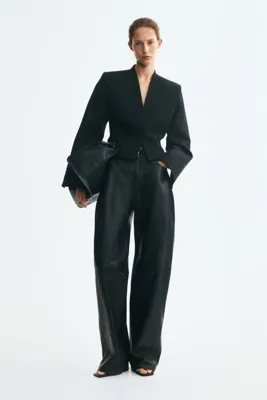 H&M Barrel leather trousers