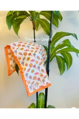 başörtü dükkanı TURUNCU ŞEKER DESEN ÇOCUK EŞARP