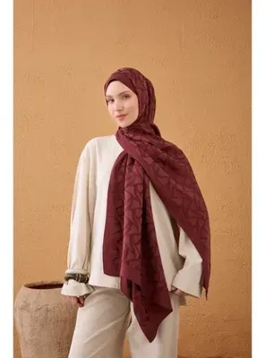 Silk Home Naia Pamuk Şal Aris Bordo