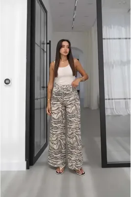 Havoş Zebra Desen Wide Leg Jean