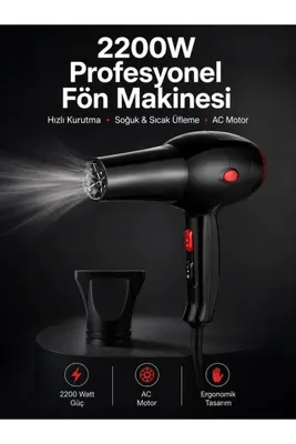 Candourmass Tüm Saç Tiplerine Uygun, İki Kademeli Hız Ayarlı Fön Makinesi