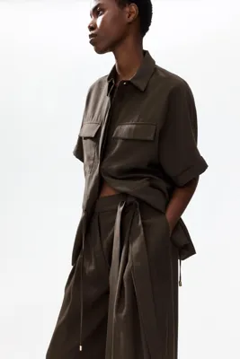 H&M Bağcık Detaylı Gabardin Pantolon