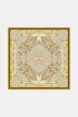 Vakko SARI ŞAL DESENLİ TWILL İPEK EŞARP