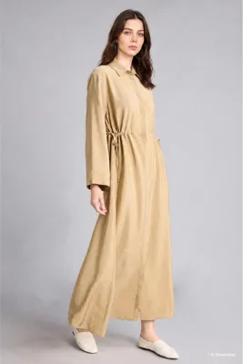 Defacto Regular Fit Gömlek Yaka Uzun Kollu Maxi Elbise H5339AX26SM