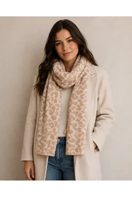 Sebir Moda Leopar Desenli Triko Atkı