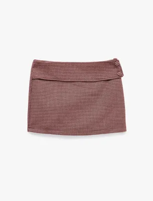 Koton Cepli Slim Fit Kazayağı Desenli Mini Şort Etek