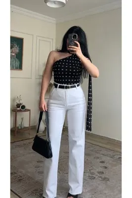 YELZEY BUTİK Premıum Kemerli Straight Jean