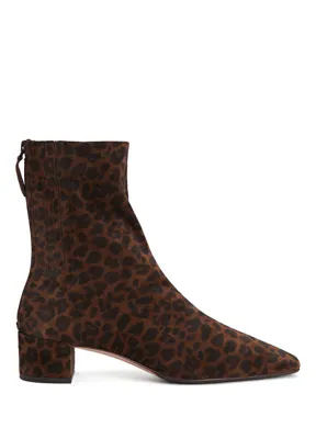 Aquazzura Saint Honoré Koyu Kahverengi Leopar Kadın Süet Bot