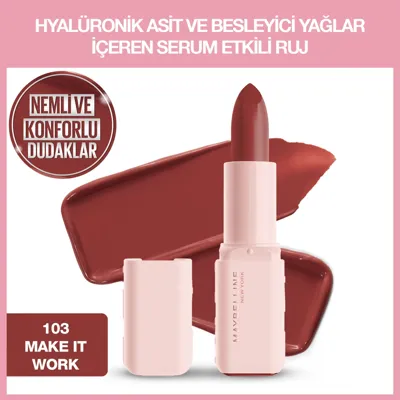 Maybelline New York Maybelline Serum Etkili Hyalüronik Asit ve Besleyici Yağ İçeren Ruj 103 Make It