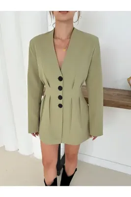 Ekim Store Bele Oturan Düğmeli Ceket Elbise