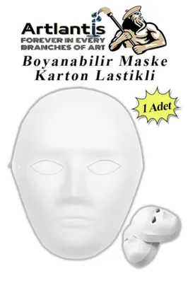 Artlantis Maske Boyama 19x24 cm 1 Adet Boyanabilir Maske Karton Lastikli İnsan Yüzü Suratı Okul Sınıf Etkinlikleri Hobi