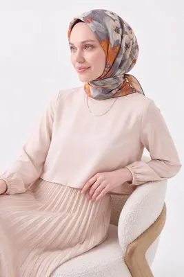 Silk Home Soft Eşarp Flower Koyu Turuncu