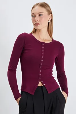 Fulla Moda Önü Çıtçıtlı Ribanalı Slim Fit Bluz
