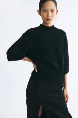 H&M Simli ve Kabarık Tüylü Triko Üst