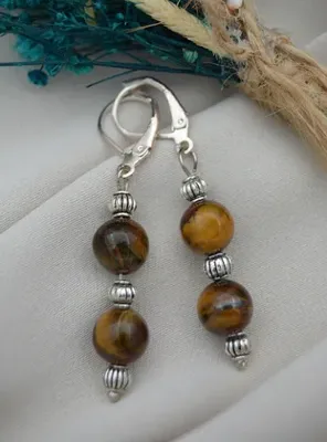 Stoneage Kaplan Gözü Taşlı Küpe - Gümüş Rengi - Stoneage