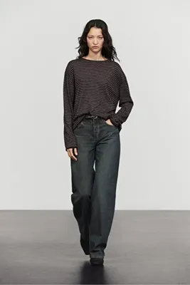 Massimo Dutti Çizgili dik yaka triko kazak