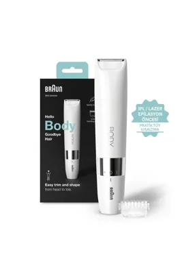 Braun Body Mini Trimmer BS1000 Vücut Tüy Kesme Makinesi + Düzeltici Tarak, Pil ve Temizleme Fırçası
