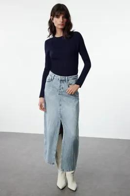 TRENDYOLMİLLA Lacivert Basic İkili Triko Kazak TWOAW25KZ00016
