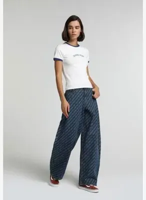 Colins Baggy Loose Fit   Kadın Mid İndigo Denim Jean Pantolon