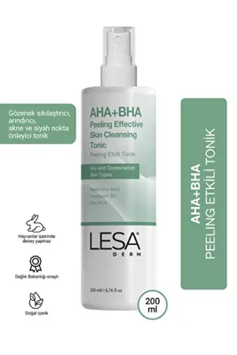 Lesaderm AHA + BHA Peeling Etkili Tonik Gözenek, Akne ve Siyah Nokta Karşıtı 200ml