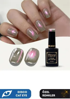 Xmlbayiciniz Tr Uv Led Kalıcı Oje Nail Art, 15 Ml, Dynamic Disco Cat Eye, Dc10, Çoklu Renk