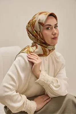Silk Home Twill İpek Eşarp Sulu Boya Taba 90x90