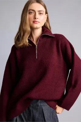 Defacto Oversize Polo Yaka Fermuarlı Yün Karışımlı Basic Kazak H2635AX26WN