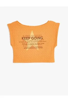 Koton Bürümcük Tişört Slogan Baskılı Kısa Kollu Bisiklet Yaka Slim Fit